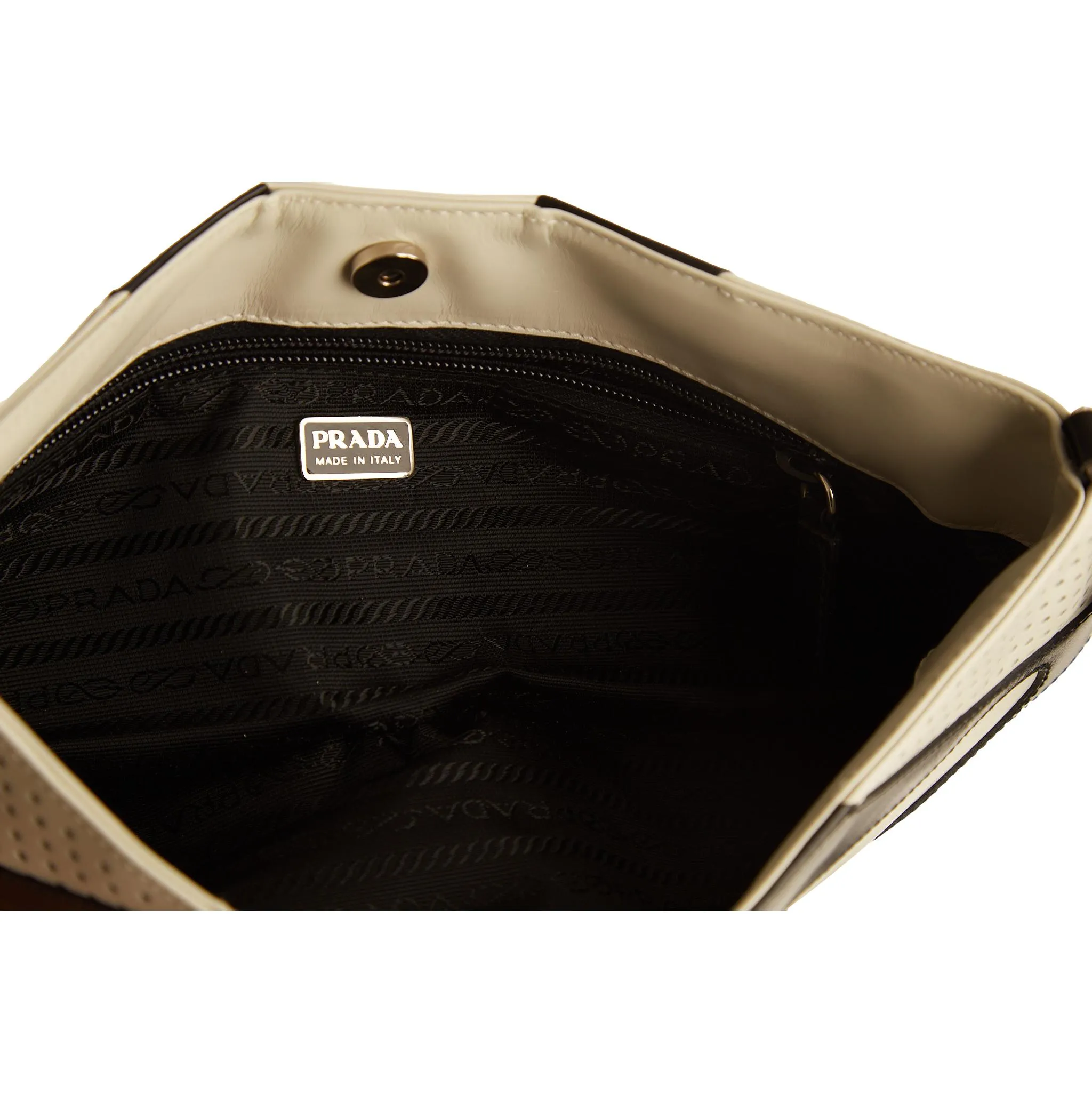 Prada White Perforated Shoulder Bag