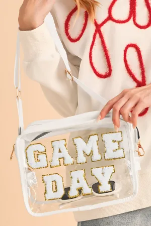 PREORDER! ETA 3/21 White Chenille Game Day Clear Crossbody **SHIPPING EXPECTED TO BEGIN ON DATE 3/21**