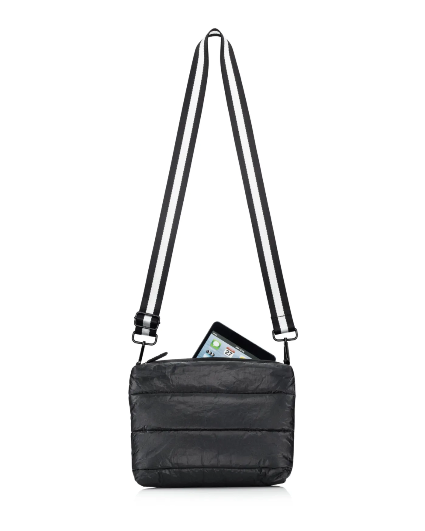 Puffer Crossbody Purse | Black Shimmer
