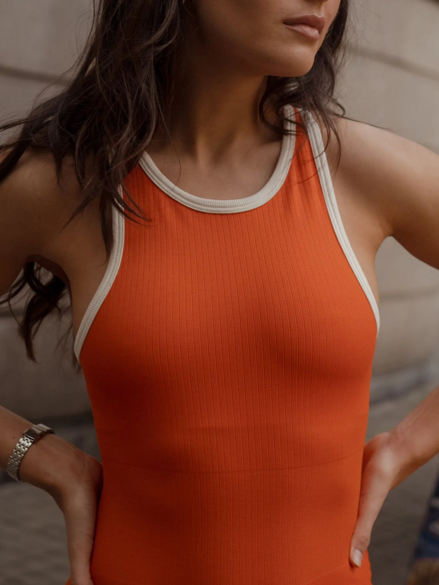 PUSH SEAMLESS UNITARD - BRIGHT ORANGE