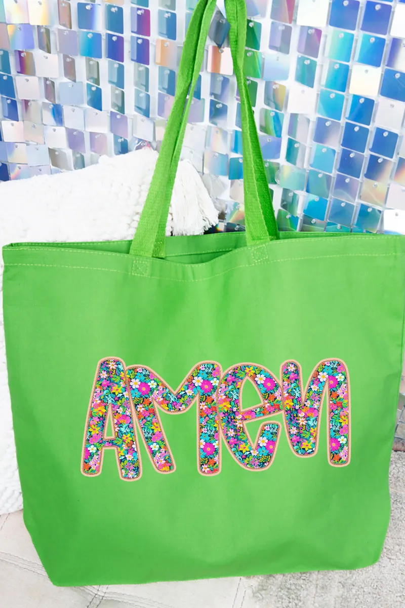 Radiant Amen Floral Canvas Jumbo Tote