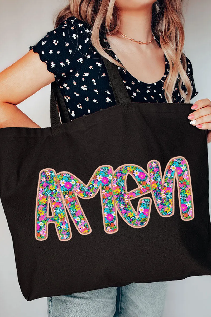 Radiant Amen Floral Canvas Jumbo Tote