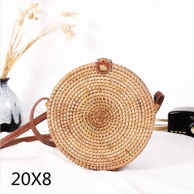 Rattan Round Shoulder Bag
