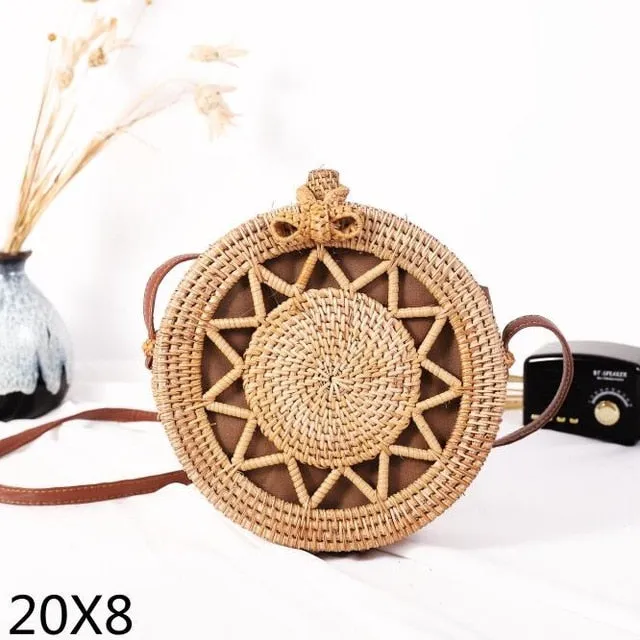 Rattan Round Shoulder Bag