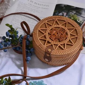 Rattan Round Shoulder Bag