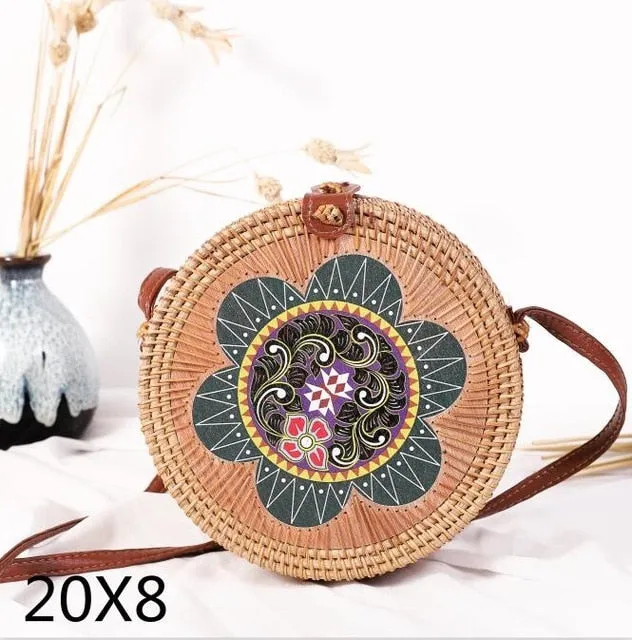Rattan Round Shoulder Bag