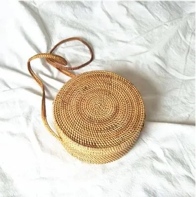 Rattan Round Shoulder Bag