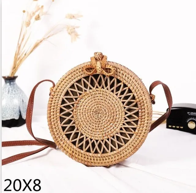 Rattan Round Shoulder Bag