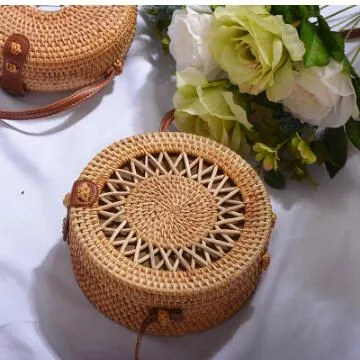 Rattan Round Shoulder Bag