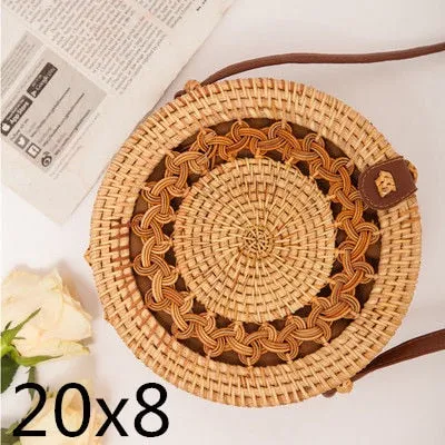 Rattan Round Shoulder Bag