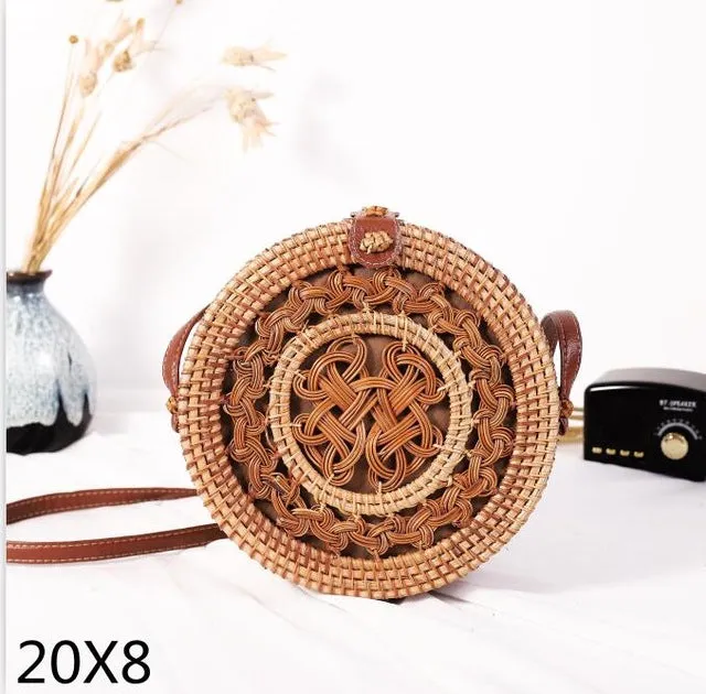 Rattan Round Shoulder Bag
