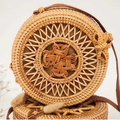 Rattan Round Shoulder Bag