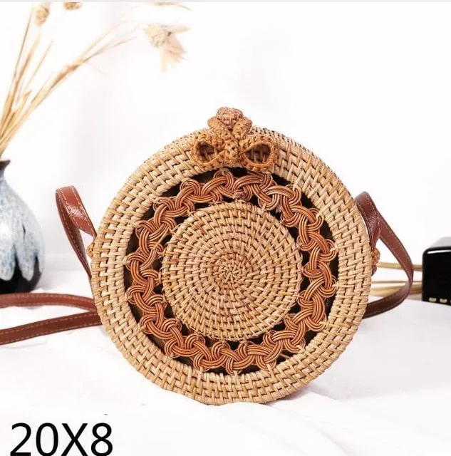 Rattan Round Shoulder Bag