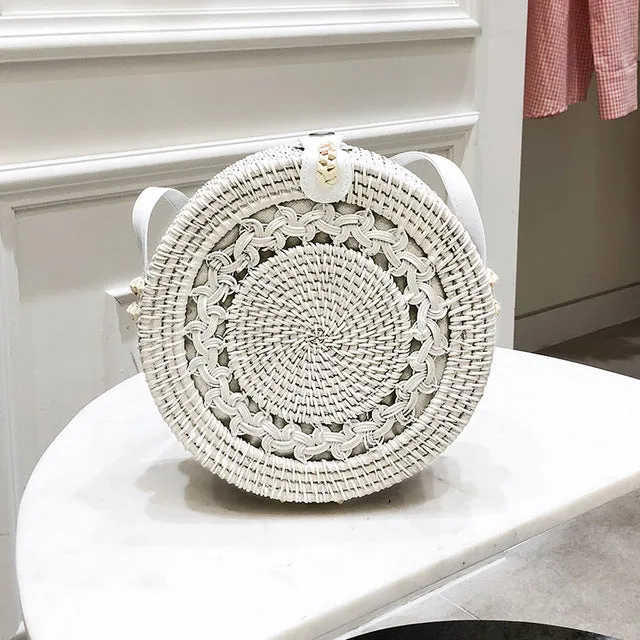 Rattan Round Shoulder Bag