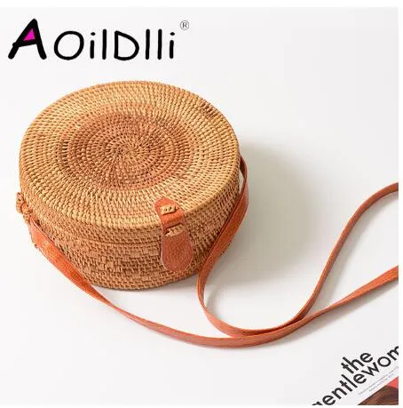 Rattan Round Shoulder Bag
