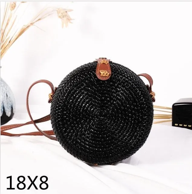 Rattan Round Shoulder Bag