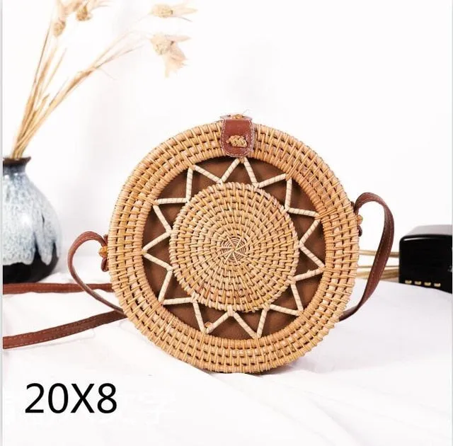 Rattan Round Shoulder Bag