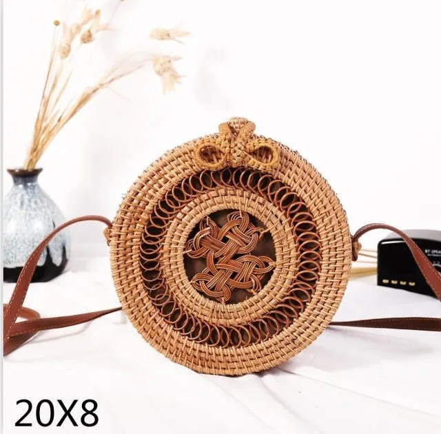 Rattan Round Shoulder Bag