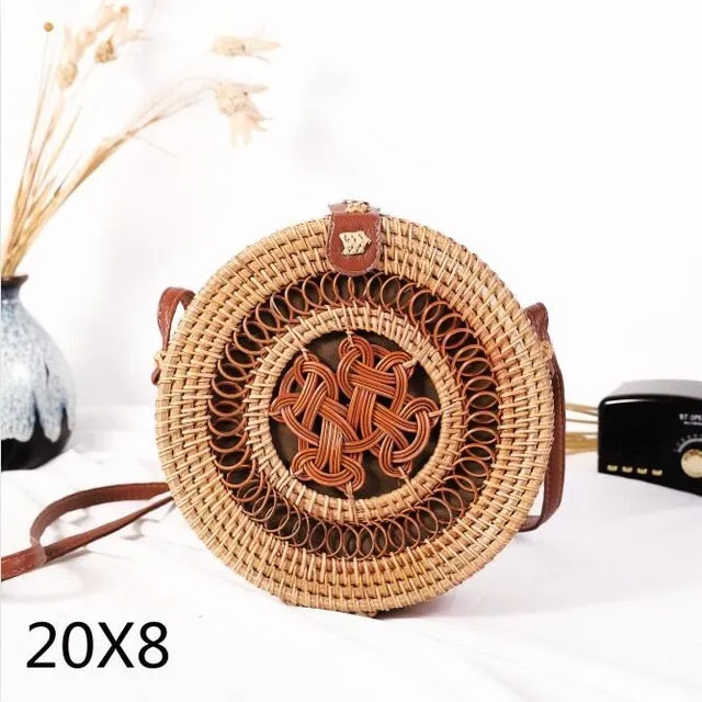 Rattan Round Shoulder Bag