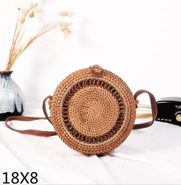 Rattan Round Shoulder Bag