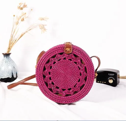 Rattan Round Shoulder Bag