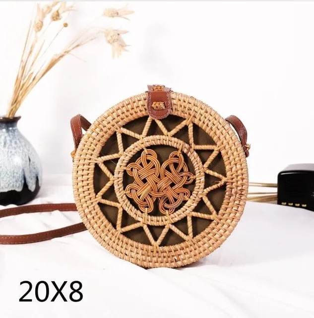 Rattan Round Shoulder Bag