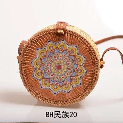 Rattan Round Shoulder Bag
