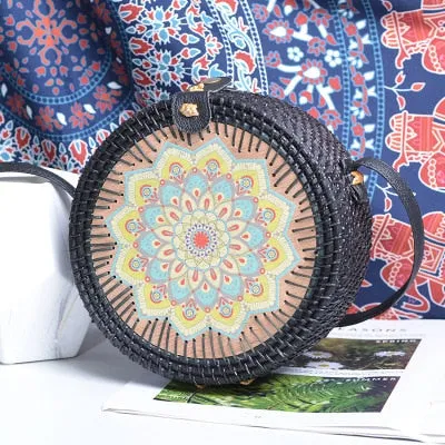 Rattan Round Shoulder Bag
