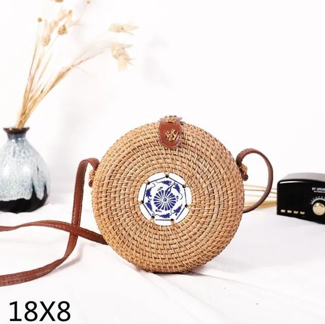 Rattan Round Shoulder Bag