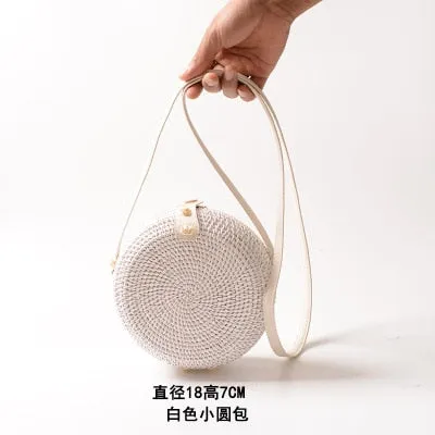 Rattan Round Shoulder Bag