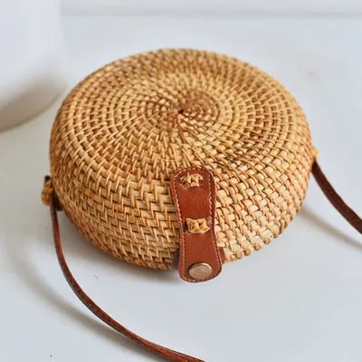 Rattan Round Shoulder Bag