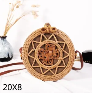 Rattan Round Shoulder Bag