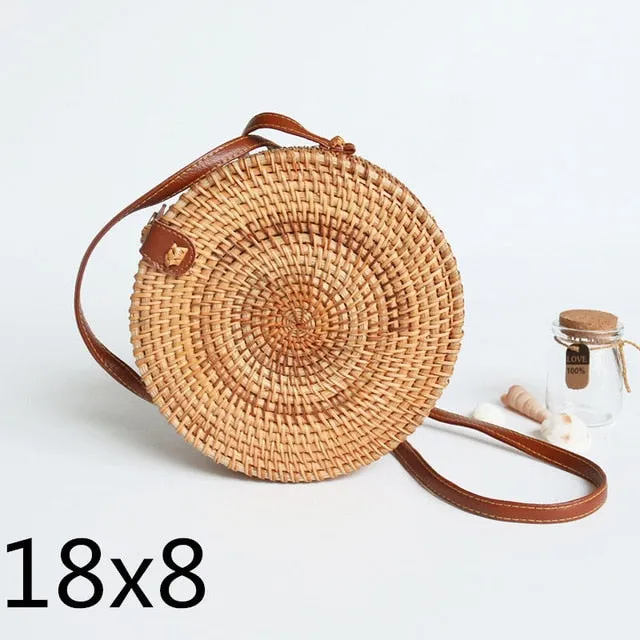 Rattan Round Shoulder Bag