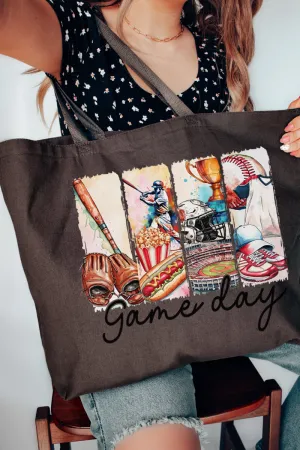 Retro Baseball Game Day Canvas Jumbo Tote