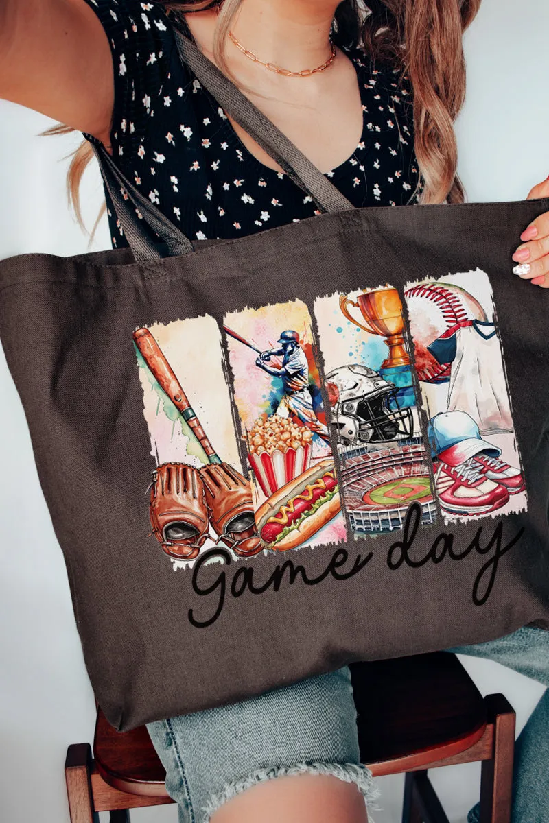 Retro Baseball Game Day Canvas Jumbo Tote