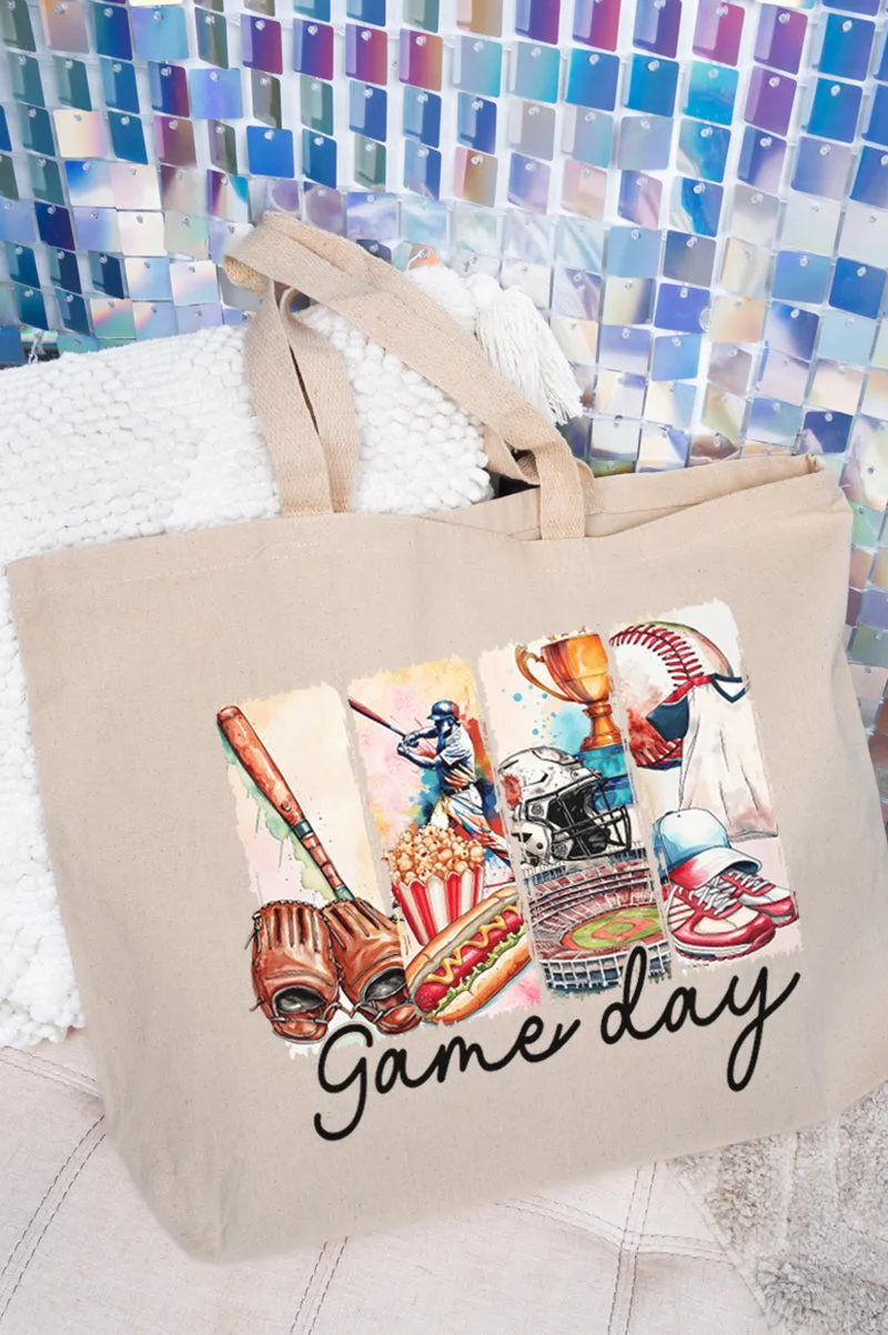 Retro Baseball Game Day Canvas Jumbo Tote