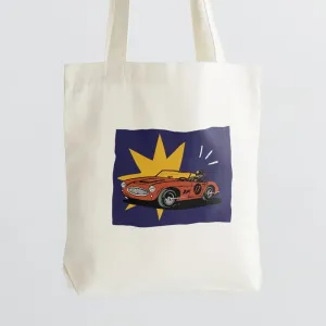 Retro Car Tote Bag With Zipper