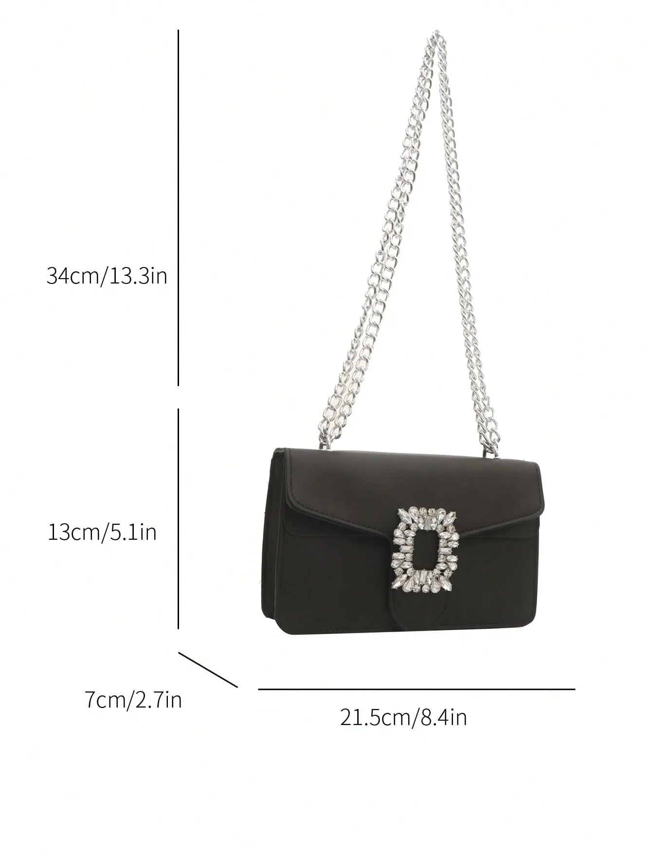 Rhinestone Decor Crossbody Bag - Black