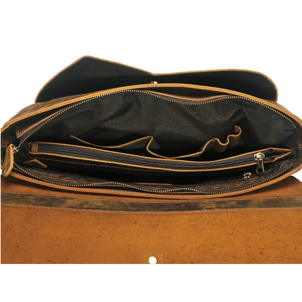 ROCKCOW Mens New Genuine Leather Messenger Bag Business Briefcase Crossbody Bag YD8047