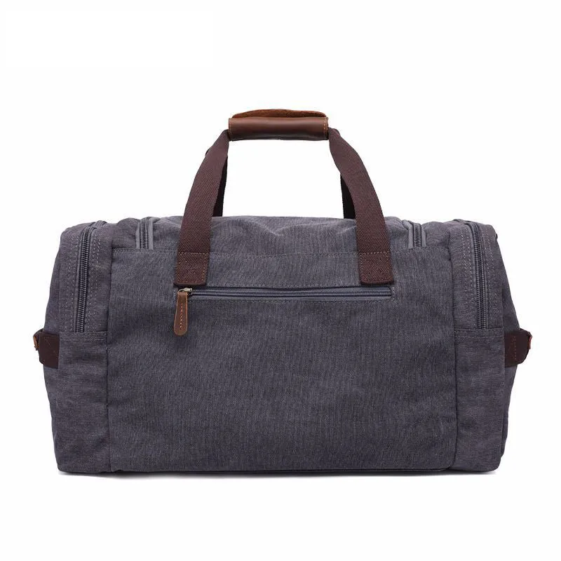 ROCKCOW Weekender Overnight Bag Canvas Genuine Leather Travel Duffel Tote AF14