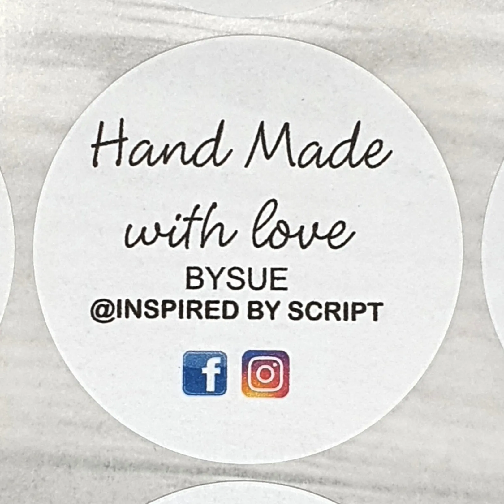 Round Stickers -HAND MADE WITH LOVE BY - 3 sizes available