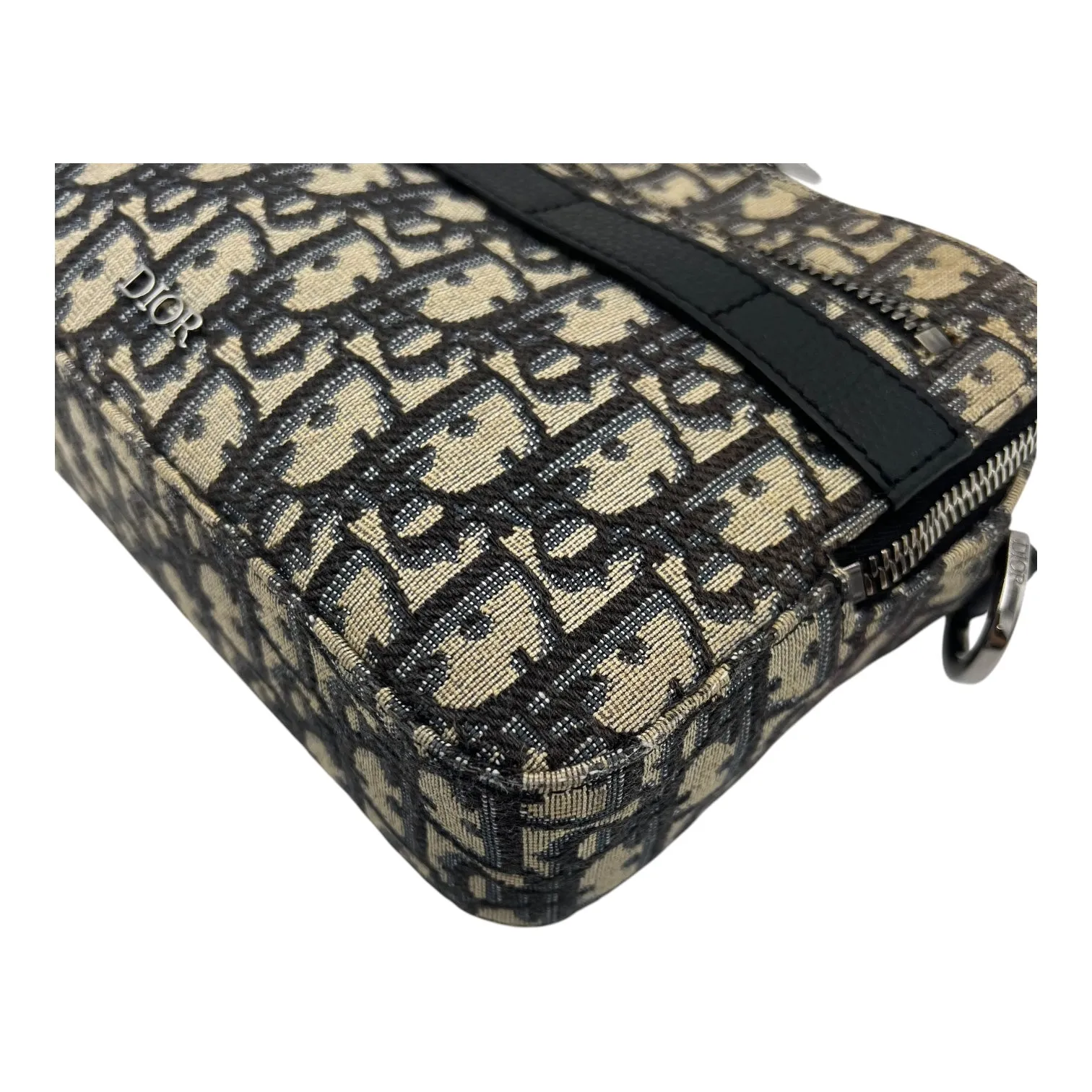 Safari Crossbody Bag Blue in Jacquard, Silver hardware