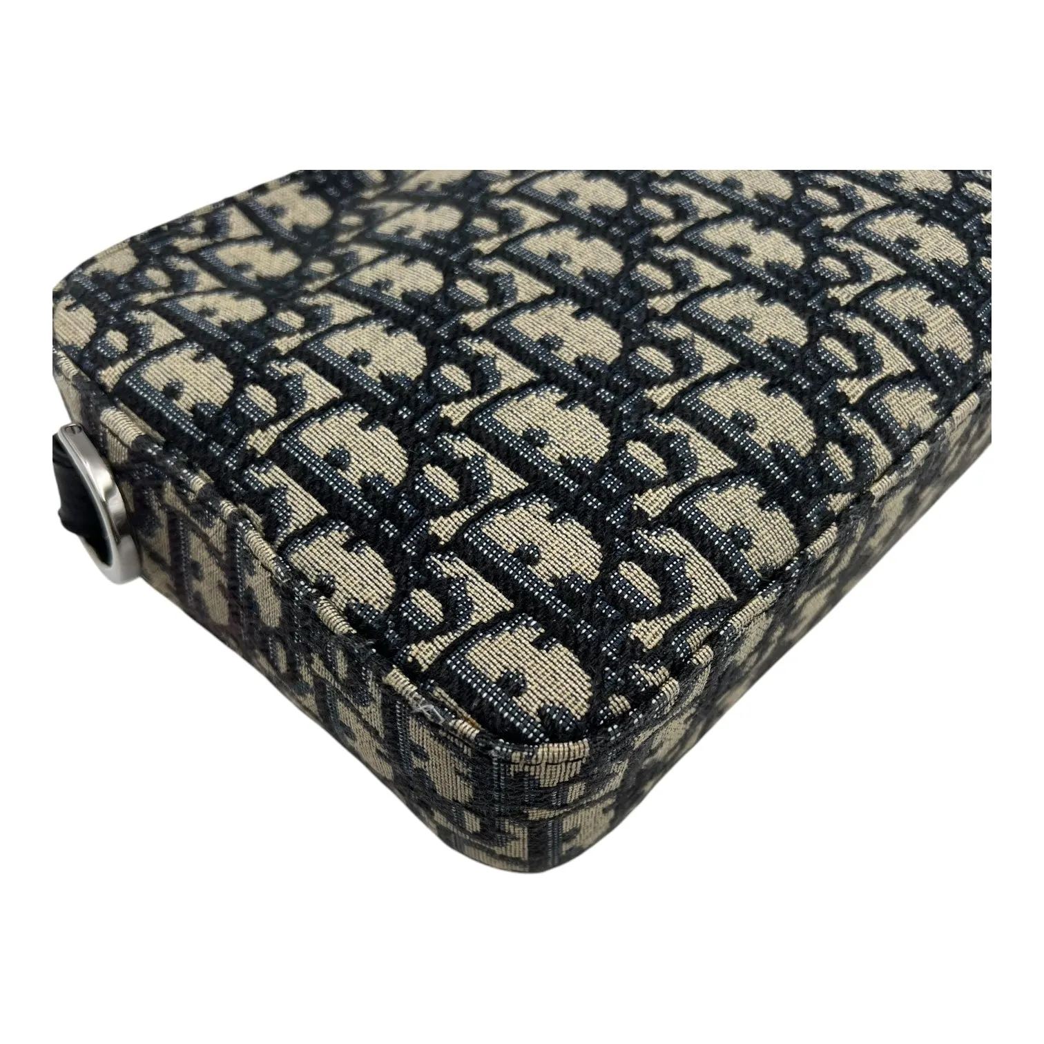 Safari Crossbody Bag Blue in Jacquard, Silver hardware