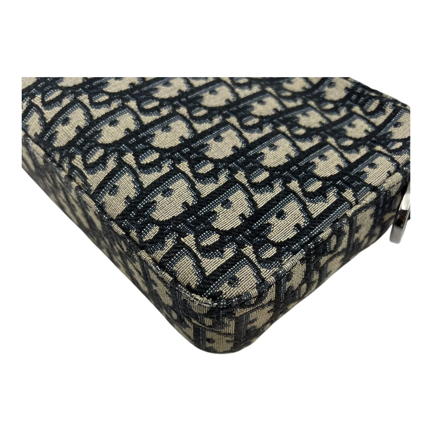 Safari Crossbody Bag Blue in Jacquard, Silver hardware