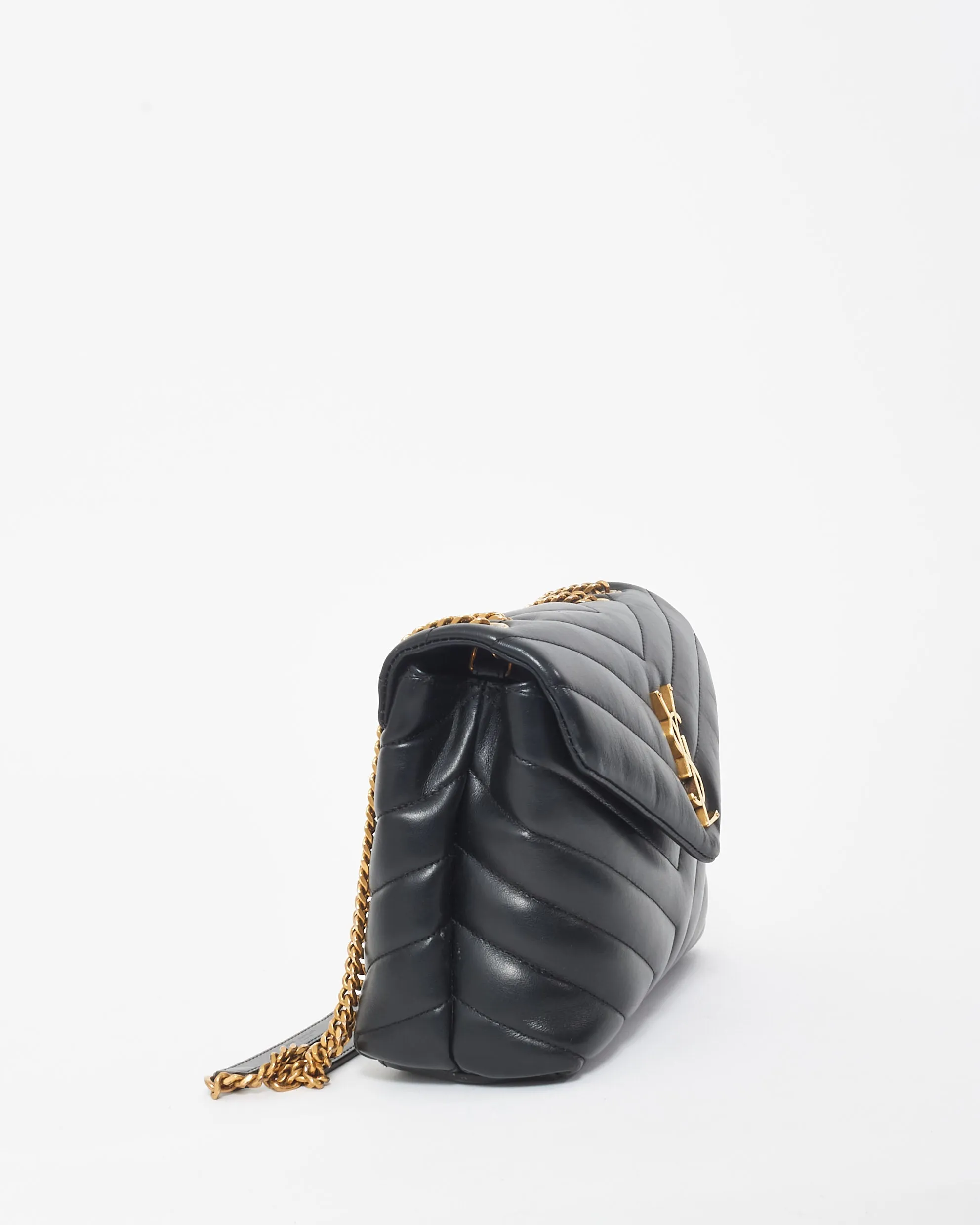 Saint Laurent Black Leather Small Loulou Shoulder Bag GHW