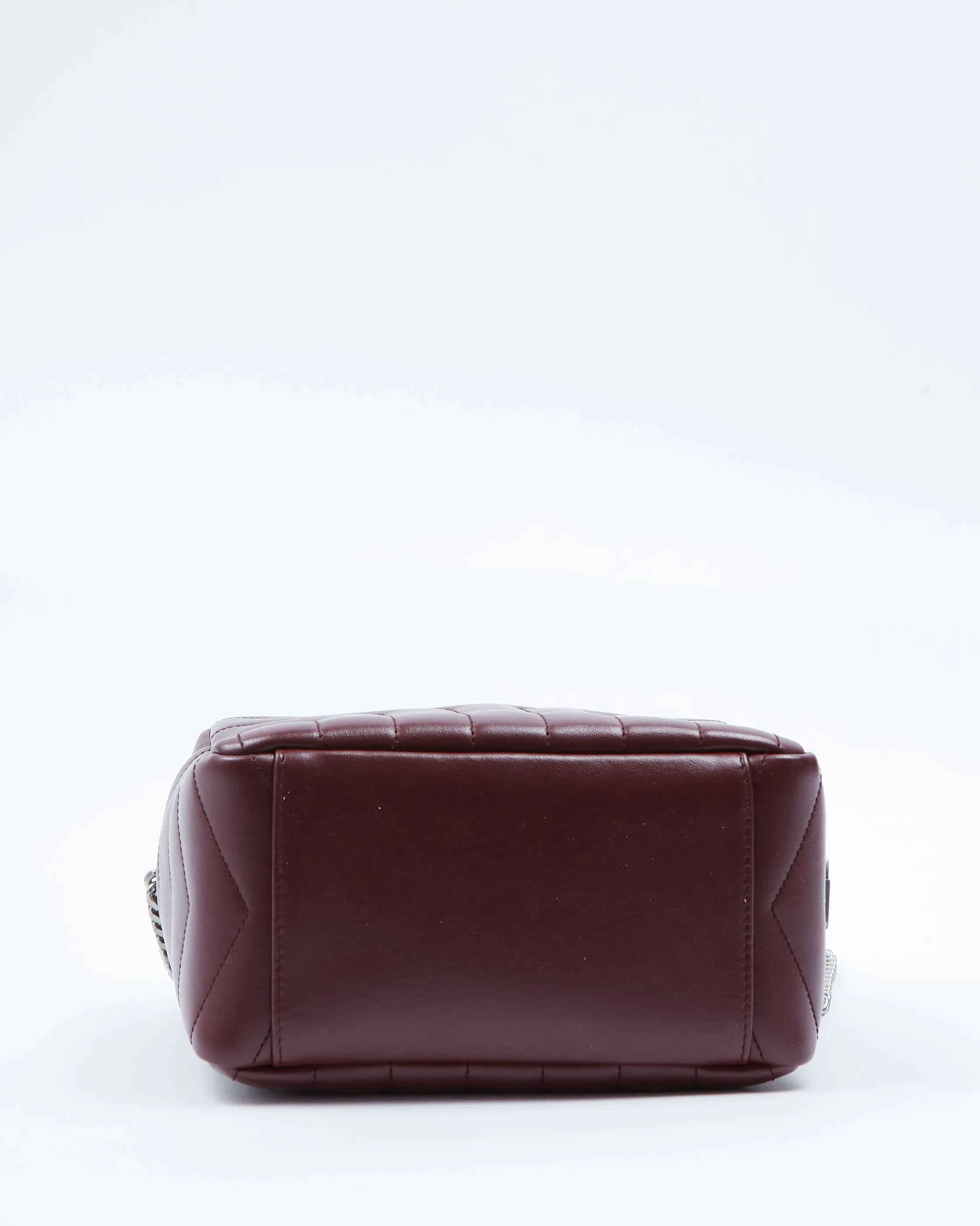Saint Laurent Burgundy Chevron Square Chain Crossbody Bag