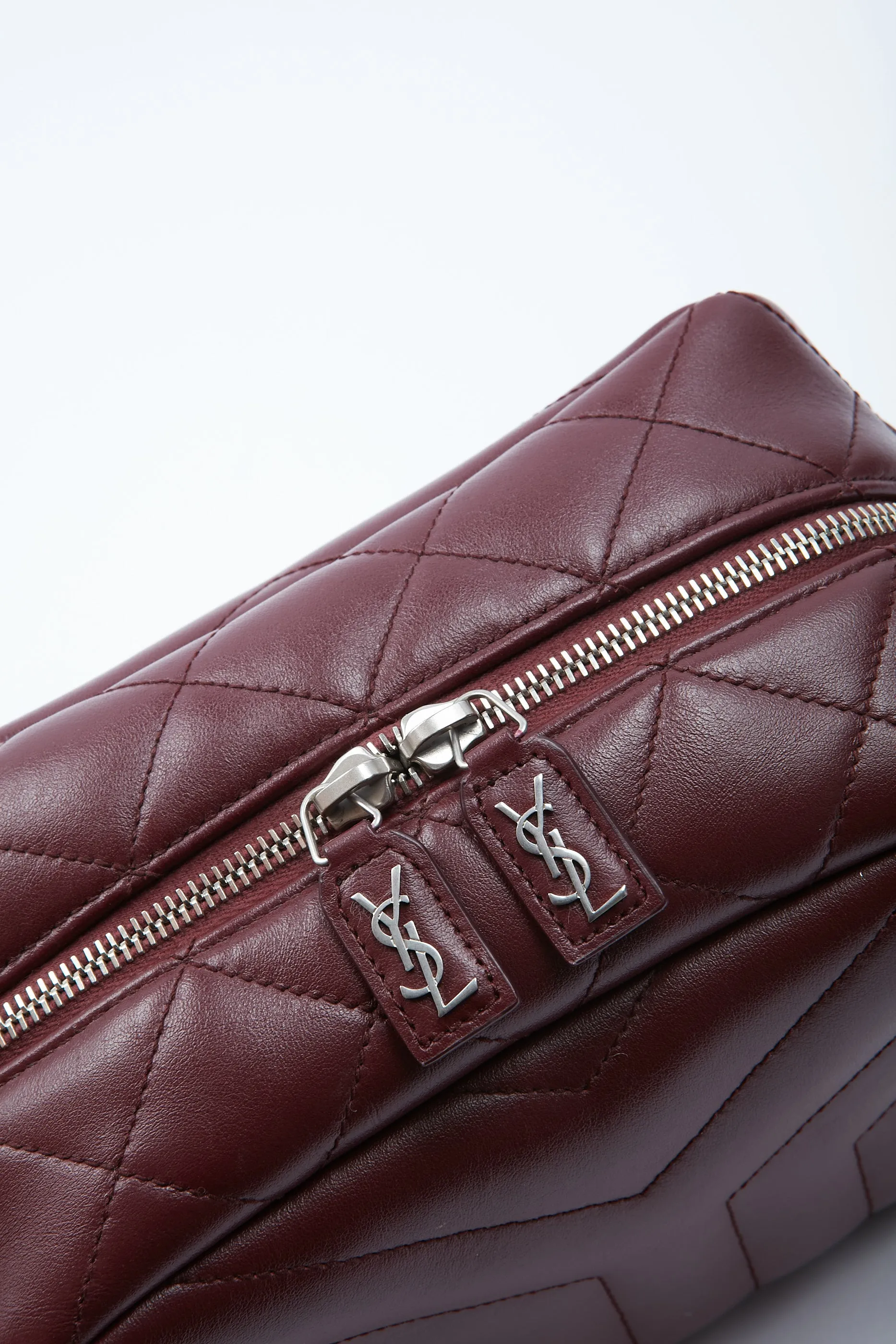 Saint Laurent Burgundy Chevron Square Chain Crossbody Bag