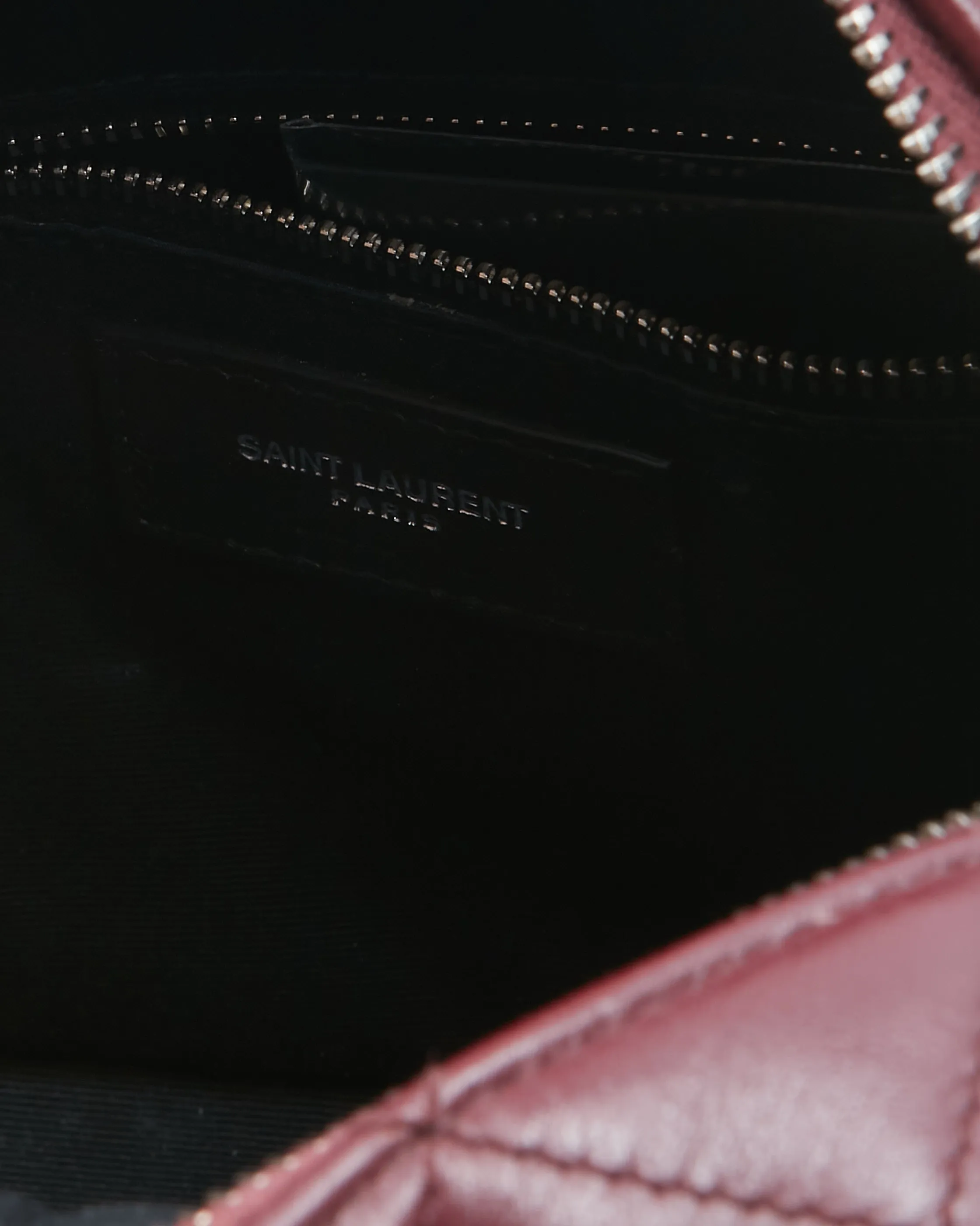 Saint Laurent Burgundy Chevron Square Chain Crossbody Bag