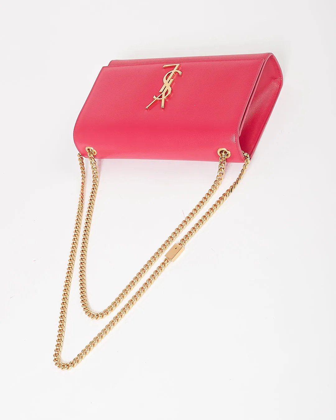 Saint Laurent Fuchsia Grained Leather Medium Kate Chain Bag