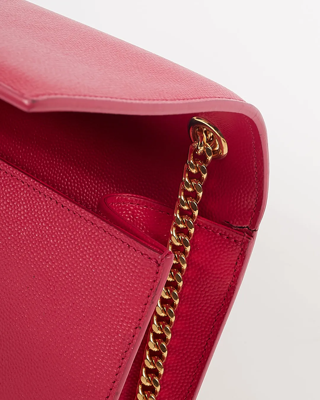 Saint Laurent Fuchsia Grained Leather Medium Kate Chain Bag